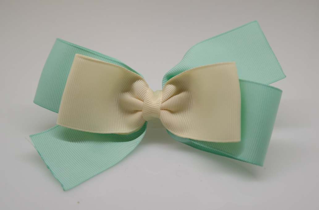 Emma inspired hair Bow with colors  Ivory, Pastel Green